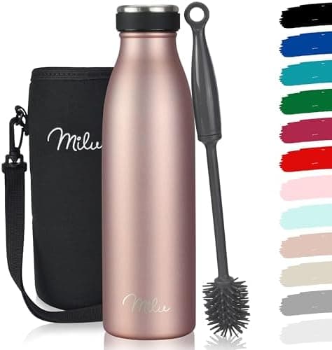 Milu Edelstahl Trinkflasche für Erwachsene – 750ml Isolierflasche zum Tragen – auslaufsicher, Kohlensäuregerecht inkl. R