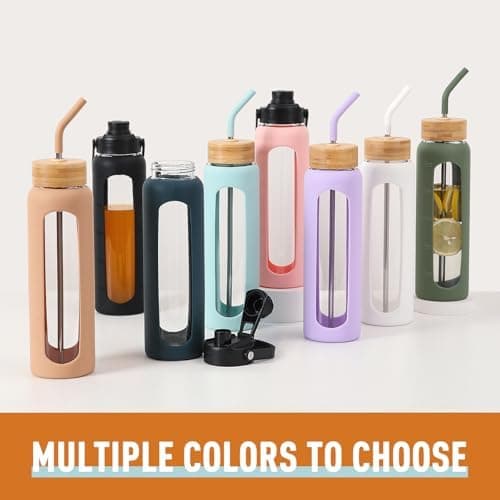 BLUEGO Glaswasserflasche 900ml BPA-frei für Outdoor Aktivitäten
| CADRES Glasbecher mit Zeitmarkierung und Silikonschut
