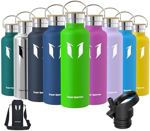 Super Sparrow Trinkflasche Edelstahl - Auslaufsicher Thermoskanne - Kinder für Sprudel, Sport, Schule, Fitness - 500ml -