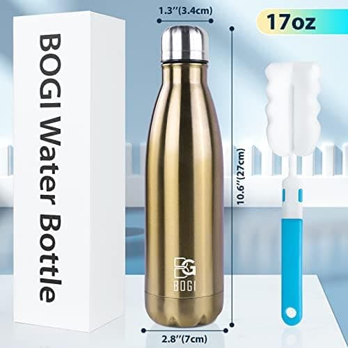 BOGI Doppelwandige Thermosflasche Edelstahl Trinkflasche Kinder Trinkflasche Schule Himmelblau Pink