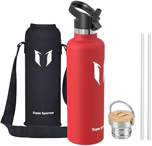 Super Sparrow Trinkflasche Edelstahl - Auslaufsicher Thermoskanne - Kinder für Sprudel, Sport, Schule, Fitness - 500ml -