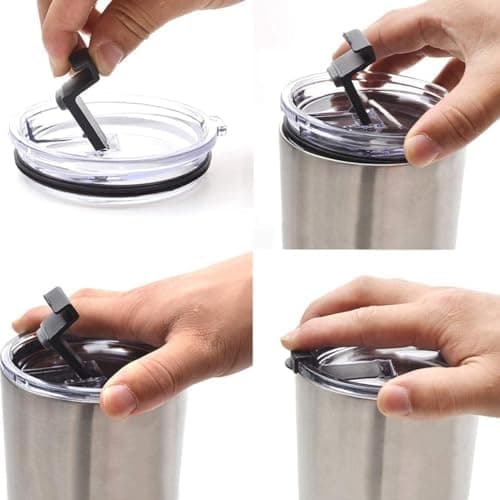 Ersatzdeckel für 56-ml-Becher - Spritzwasserfest, auslaufsicher und strohhalmfreundlich 20 oz Black Double Hole
