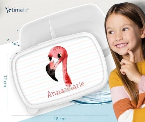 Timalo® Brotdose Kinder mit Namen | Personalisierte Bento Lunchbox für Jungen & Mädchen | Kindergarten & Schule Motiv Ti