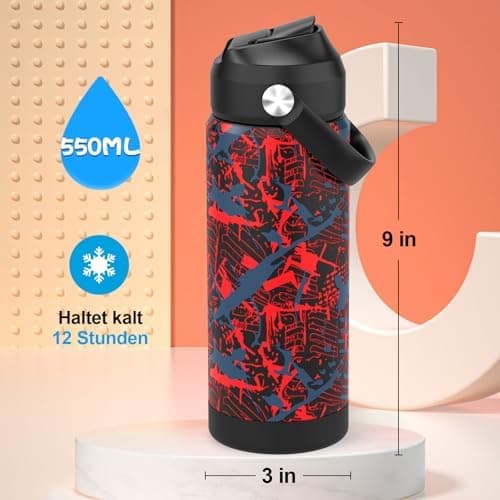 Edelstahl Trinkflasche Meeresjungfrau 550ml BPA Frei Auslaufsicher Thermosflaschefür Kinder und Erwachsene - Sport, Schu