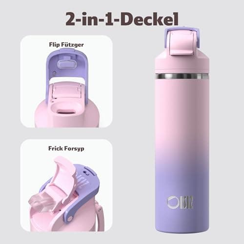 OISIZ Isolierte Edelstahl Trinkflasche 720ml für Outdoor Aktivitäten und Sport 100% auslaufsicher mit Vakuum-Technologie
