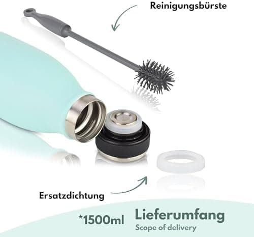 Milu Edelstahl Trinkflasche für Erwachsene – 750ml Isolierflasche zum Tragen – auslaufsicher, Kohlensäuregerecht inkl. R