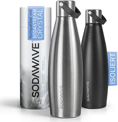 SODAWAVE® Trinkflasche Edelstahl extra groß [850ml] für SodaStream Crystal I 100% auslaufsichere Trinkflasche ideal für