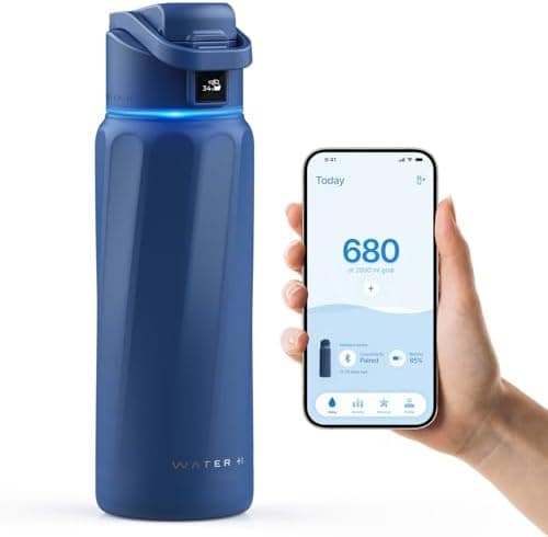 WATERH Boost Smart-Wasserflasche für Geschenke - mit Erinnerungsfunktion & Wasserspender, Edelstahl, 907 ml, Hochglanzsc