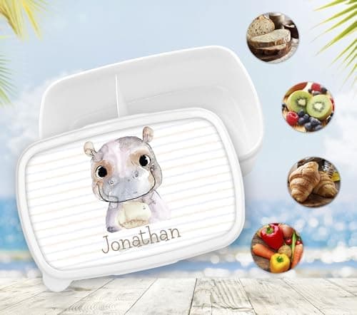 Timalo® Brotdose Kinder mit Namen | Personalisierte Bento Lunchbox für Jungen & Mädchen | Kindergarten & Schule Motiv Ti