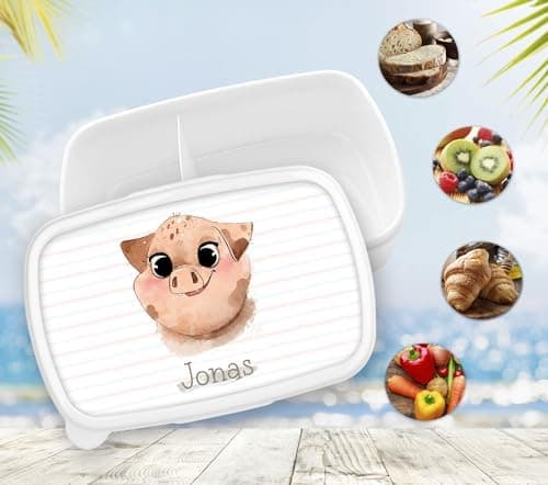 Timalo® Brotdose Kinder mit Namen | Personalisierte Bento Lunchbox für Jungen & Mädchen | Kindergarten & Schule Motiv Ti