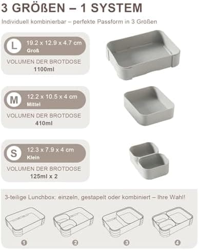 Kinder Brotdose 1100ml Auslaufsichere Bento Box Schule