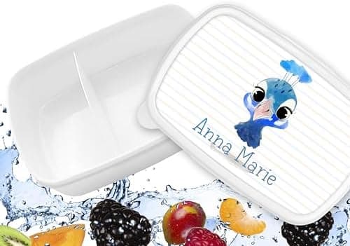 Timalo® Brotdose Kinder mit Namen | Personalisierte Bento Lunchbox für Jungen & Mädchen | Kindergarten & Schule Motiv Ti