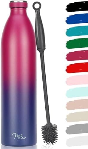 Milu Edelstahl Trinkflasche für Erwachsene – 750ml Isolierflasche zum Tragen – auslaufsicher, Kohlensäuregerecht inkl. R