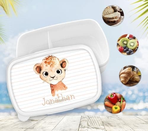 Timalo® Brotdose Kinder mit Namen | Personalisierte Bento Lunchbox für Jungen & Mädchen | Kindergarten & Schule Motiv Ti