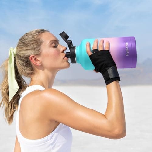 HydroPal Edelstahl Trinkflasche - Isolierte Flasche mit Strohhalm & 2 Deckeln, Auslaufsichere Isolierung für Sport, 500m