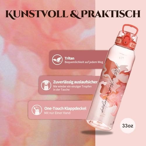 UZSPACE Kinder Trinkflasche 600ml - Sportlich, Auslaufsicher & Spülmaschinenfest zur Schule und Outdoor aktivarten für M