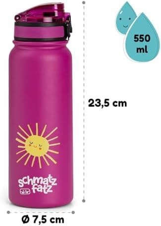 schmatzfatz Thermosflasche Kinder Auslaufsicher Wassertierzucht 550ml Edelstahl-Trinkflasche Thermo für Schule & Kinderg
