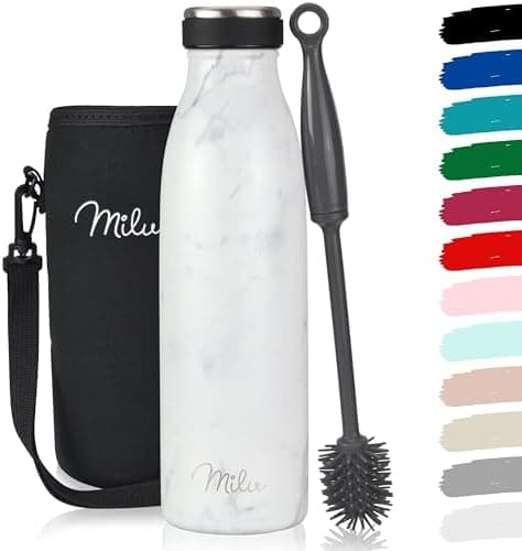 Milu Edelstahl Trinkflasche für Erwachsene – 750ml Isolierflasche zum Tragen – auslaufsicher, Kohlensäuregerecht inkl. R