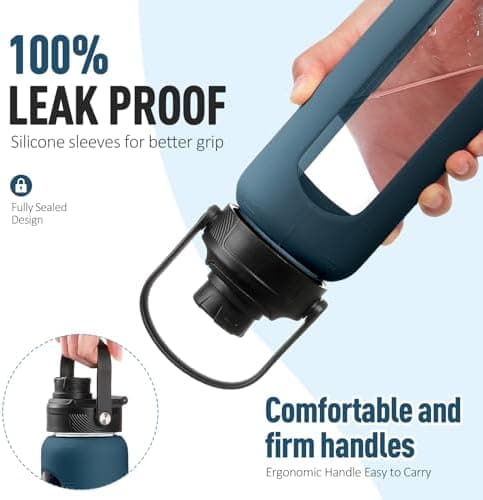 BLUEGO Glaswasserflasche 900ml BPA-frei für Outdoor Aktivitäten
| CADRES Glasbecher mit Zeitmarkierung und Silikonschut