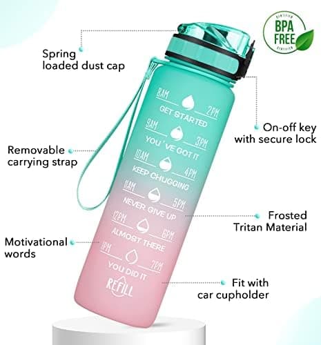 HydroPal Trinkflasche 1L für Sport und Fitness - BPA-Frei, Strohhal, Outdoor und Büroideal - Leicht, Stoßfest, Wiederver