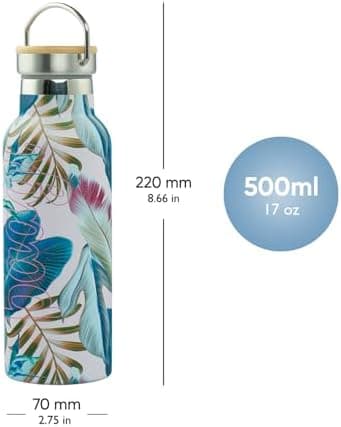 Baagl Thermosflasche Kinder Edelstahl – Auslaufsichere Wasserflasche für Mädchen – BPA-freie Flasche mit Bambusdeckel –