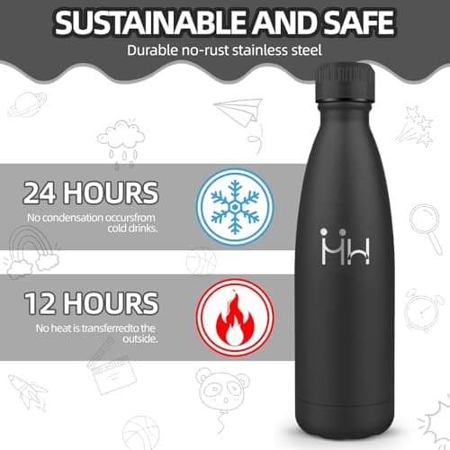 HoneyHolly Kinder Trinkflasche Doppelwandig, 500ML BPA-frei, Thermosflasche für Fitness und Gym
