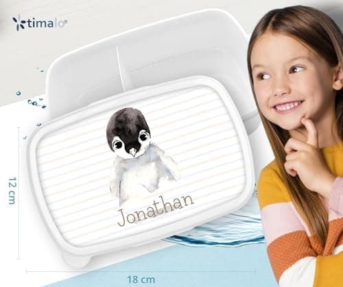 Timalo® Brotdose Kinder mit Namen | Personalisierte Bento Lunchbox für Jungen & Mädchen | Kindergarten & Schule Motiv Ti