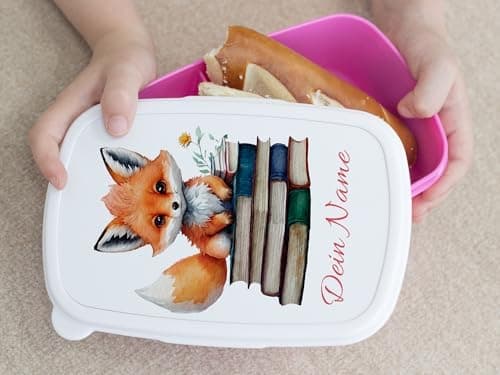 GRAZDesign Personalisierte Brotdose Fuchs mit Namen - Geschenk zur Einschulung für Kinder Kindergarten und Schule
