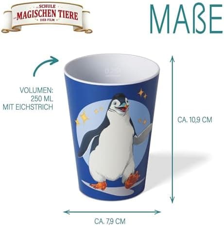 AWAVE Kinder Tasse Set | 4-teilig | 250 ml rPET Henkelbecher | Fuchs Rabbat Pinguin Juri Schildkröte Henrietta Chamäleon