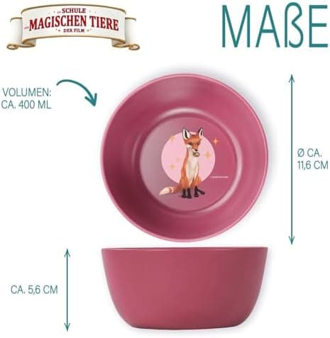 AWAVE Die Schule der Magischen Tiere Kinder Teller Set 4-teilig 18,5 cm rPET Geschirr ohne Melamin für Jüngste Rabe Henr