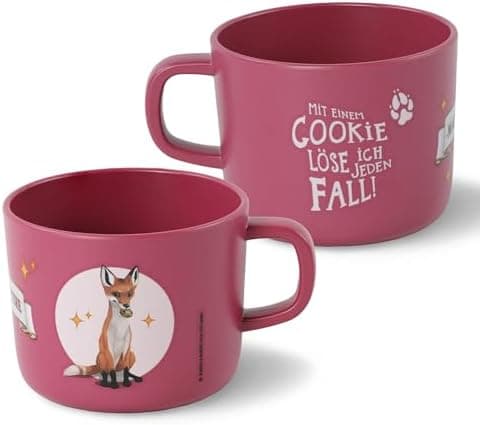 AWAVE Kinder Tasse Set | 4-teilig | 250 ml rPET Henkelbecher | Fuchs Rabbat Pinguin Juri Schildkröte Henrietta Chamäleon