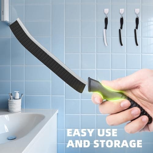 Hartborsten Eckenreinigungsbürste - Multifunktionale Reinigungsbürste für Toilette, Badezimmer und Küche (3 Stück, Schwa