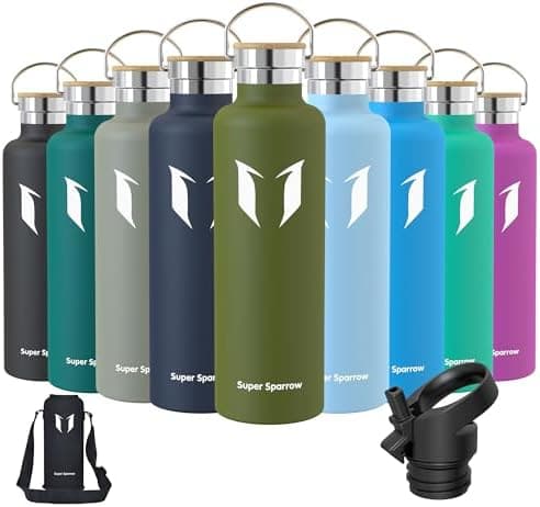 Super Sparrow Trinkflasche Edelstahl - Auslaufsicher Thermoskanne - Kinder für Sprudel, Sport, Schule, Fitness - 500ml -