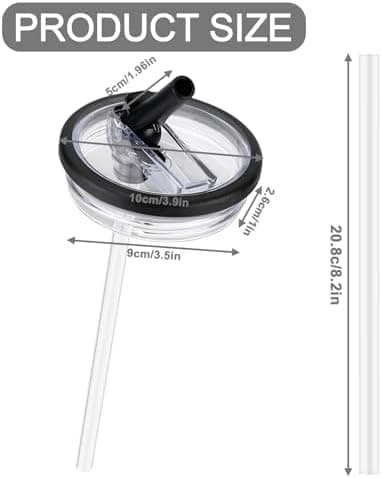 2 Stück Stanley Cup Flip Straw Ersatzdeckel für 40oz Becher, Wasserdicht und mit 2 Trinkhalmen (Schwarz)