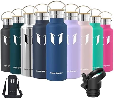 Super Sparrow Trinkflasche Edelstahl - Auslaufsicher Thermoskanne - Kinder für Sprudel, Sport, Schule, Fitness - 500ml -