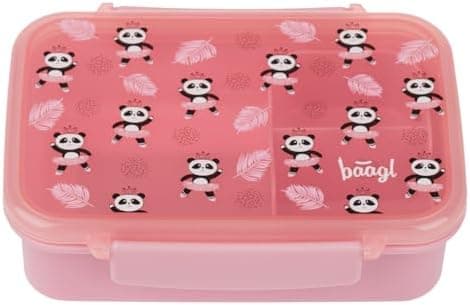 Baagl Brotdose Kinder für Schule – Snackdose mit Fächern (Panda)  
Baagl Brotdose für Mädchen – Lunchbox mit Trennfächer