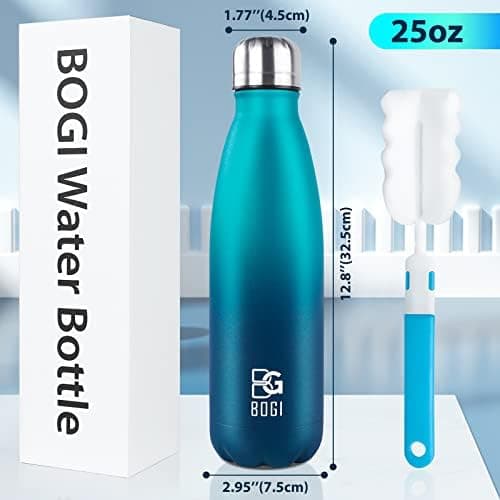 BOGI Doppelwandige Thermosflasche Edelstahl Trinkflasche Kinder Trinkflasche Schule Himmelblau Pink
