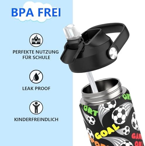 Edelstahl Trinkflasche Meeresjungfrau 550ml BPA Frei Auslaufsicher Thermosflaschefür Kinder und Erwachsene - Sport, Schu