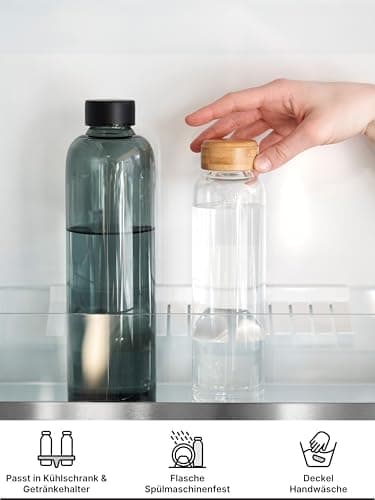 Spottle Glas Trinkflasche - 1 Liter - Für Kohlensäuregetränke - Spülmaschinenfest & auslaufsicher