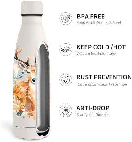 Grsta Trinkflasche 500ml, BPA-freie Edelstahlflasche für Kinder, ideale Wasserspeicherung bei Kalt&warm