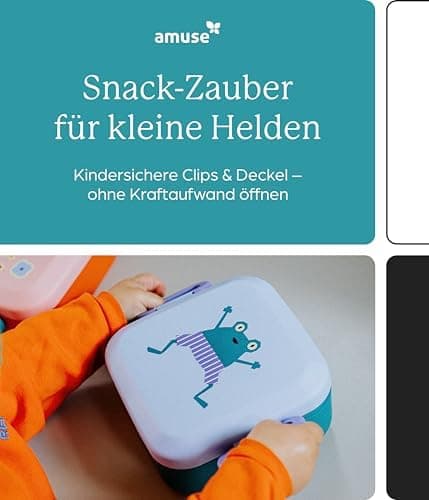 Amuse Rikko Kinder Lunchbox Animal Parade | Bento Box mit 2 Snackboxen & Trennwand | Brotdose für Kindergarten & Schule