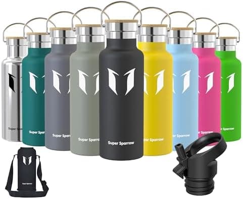 Super Sparrow Trinkflasche Edelstahl - Auslaufsicher Thermoskanne - Kinder für Sprudel, Sport, Schule, Fitness - 500ml -