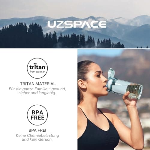 UZSPACE Kinder Trinkflasche 600ml - Sportlich, Auslaufsicher & Spülmaschinenfest zur Schule und Outdoor aktivarten für M