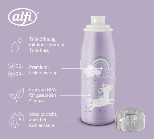 ALFI Kids ISO BOTTLE 350ml - Idas Schule der Magischen Tiere - Isoliertrinkflasche Kinder Edelstahl - hält 12 Stunden he