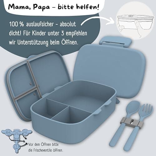 Bearfoot Brotdose Kinder BPAfrei mit Fächern Lunchbox für Mädchen & Jungen