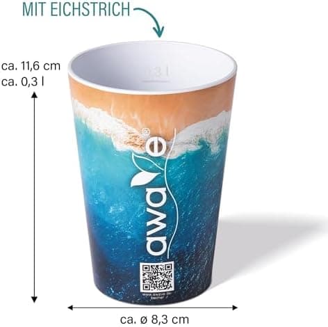 AWAVE Festival Becher Set multifunktional für Party- und Every-Day-Nutzung, 400 ml,-recycelbar, leicht und robust