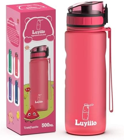Luyiilo Kinder Trinkflasche Auslaufsicher für Schule und Fitnessstudio (500ml - Blau)