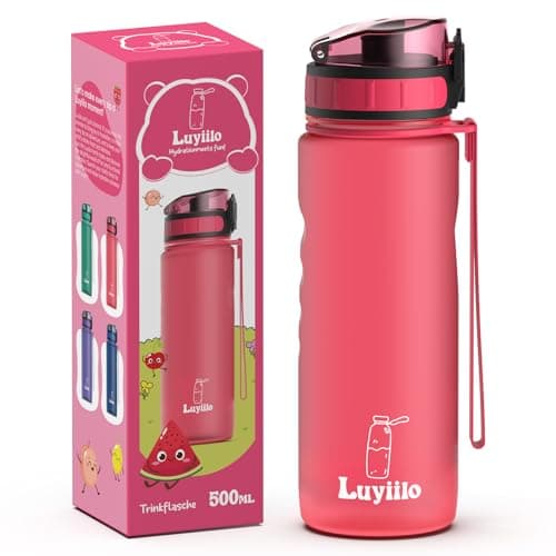 Luyiilo Kinder Trinkflasche Auslaufsicher für Schule und Fitnessstudio (500ml - Blau)