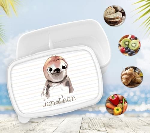 Timalo® Brotdose Kinder mit Namen | Personalisierte Bento Lunchbox für Jungen & Mädchen | Kindergarten & Schule Motiv Ti