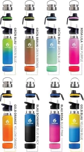 hydro2go Edelstahl Trinkflasche Mit Strohhalm, Bpa-Frei, Isolierflasche Für Kinder, Sport & Outdoor, 12h Heiß 24h Kalt H